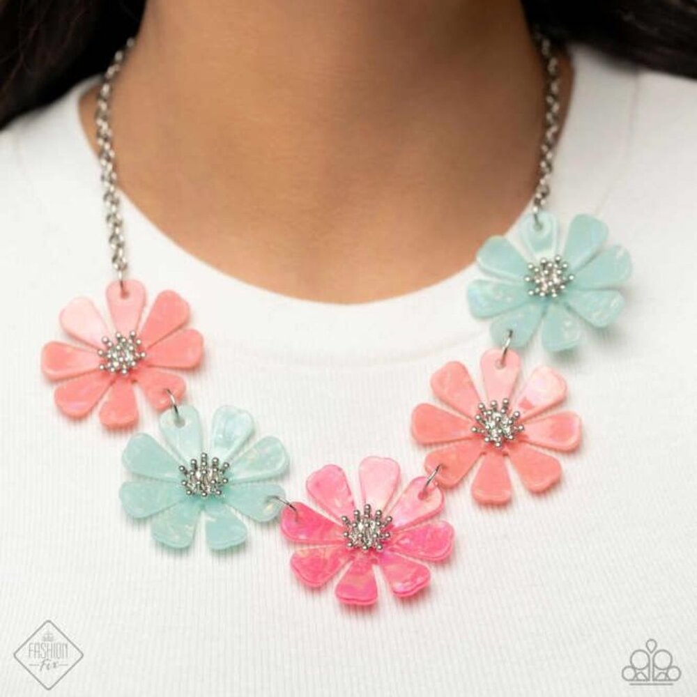 Floral pastel multi color necklace